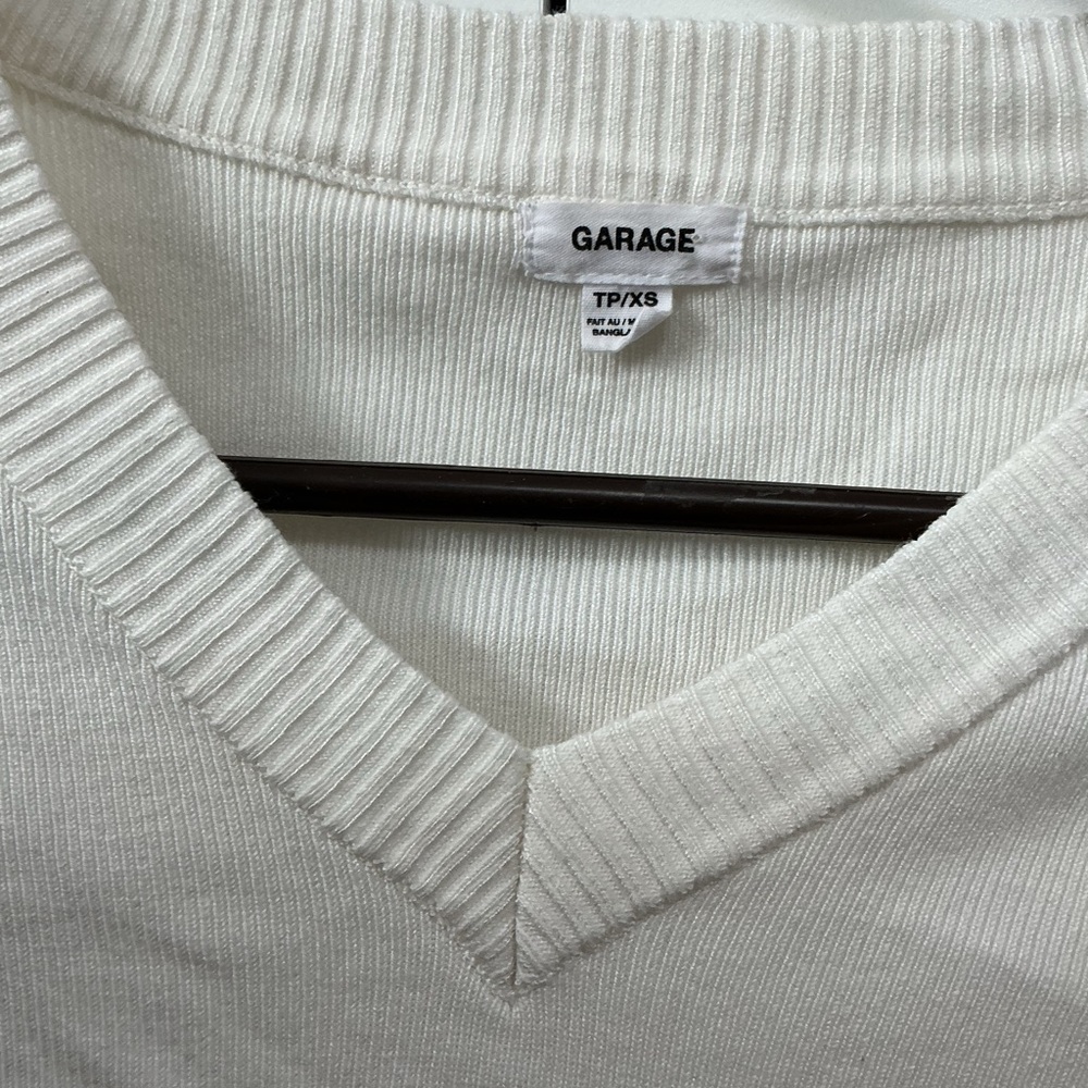 Garage V-Neck Sweater in Cream